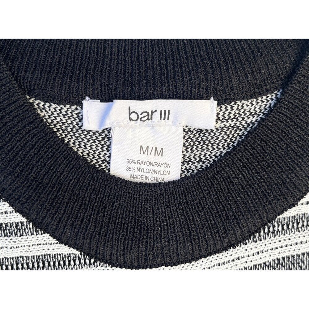NWT Bar III Sleeveless Knit Dress Black White Stripe Size M Midi Stretch - Picture 12 of 15